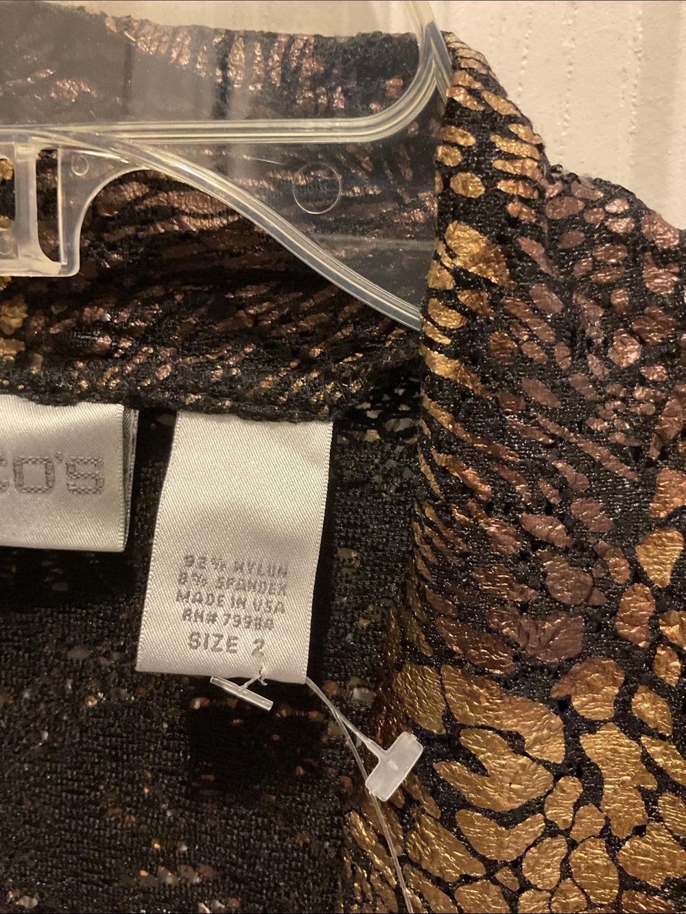 Chico's Black and Gold Metallic Open-Front Jacket - Picture 3 of 4